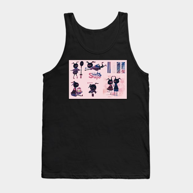 Black rabbit sticker collection 01 Tank Top by Mylaly